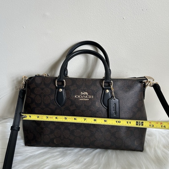 Coach Georgia Satchel Signature Canvas Walnut Black Handbag CH422 - Picture 6 of 8